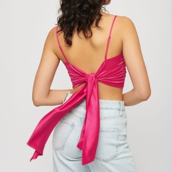 Dynamite Hot pink Valeria Tie-Back Crop Cami size Medium - Picture 1 of 4
